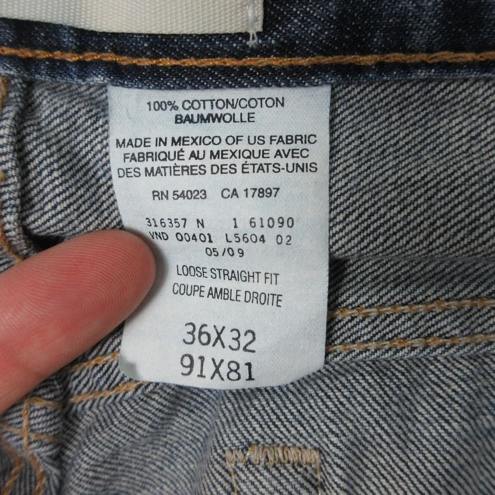 Vintage Gap Jeans Mens 36x32 Blue Loose Straight Baggy Faded Y2K Denim Pants
